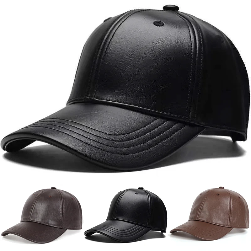 Baseball Cap Structured - ユニセックス無地メンズレディース野球帽PUレザーヒップホップスナップバックキャップメンズレディース野球帽調整可能サンハットトラッカーハット