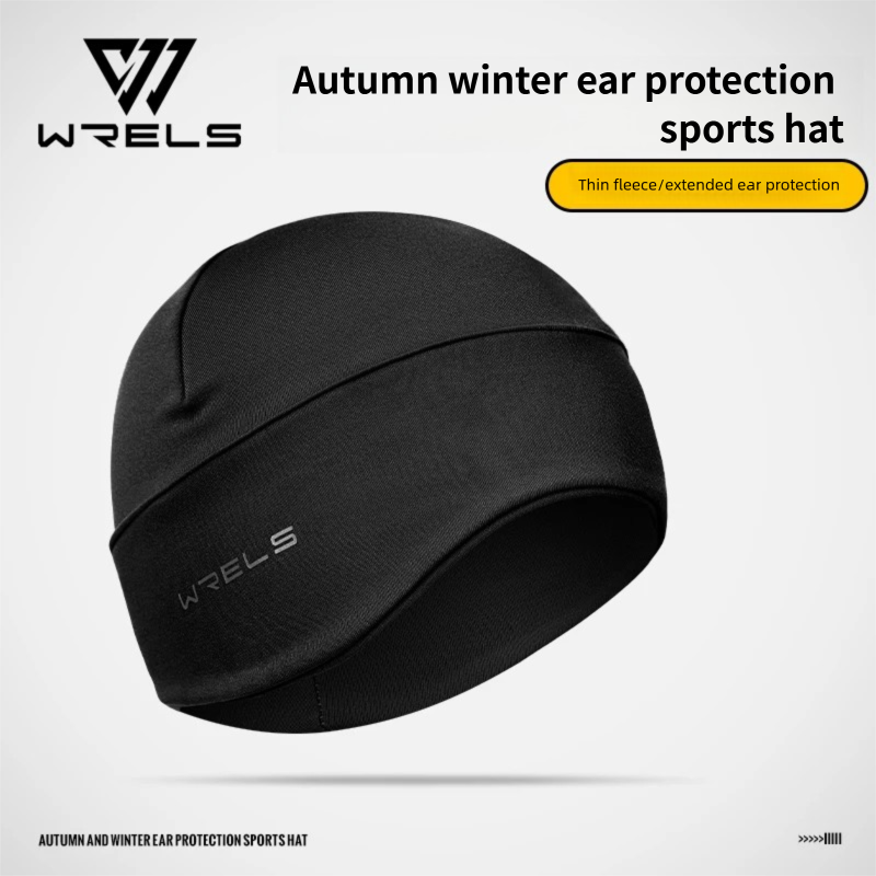 Running Cap Lightweight - WRELS 冬用ランニングスカルキャップ 軽量ビーニー帽子 耳当て付き ぴったりフィット 保温