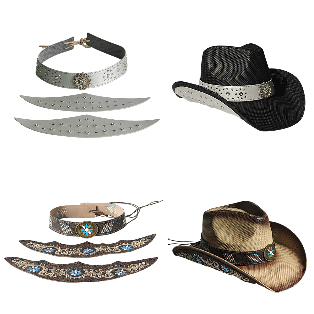 カウボーイハット 3 点セット アクセサリー ファッショナブ - Cowboy Hat Straw のレビューと価格